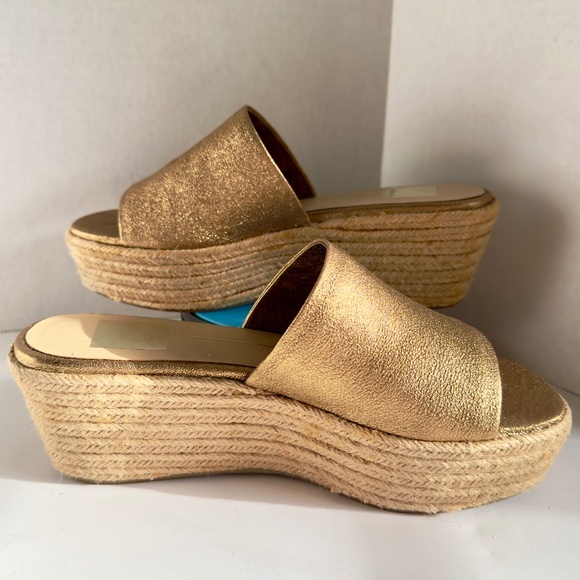 Dolce Vita Layla Espadrille Platform Wedge Sandals Gold Size 6.5 - Picture 1 of 6